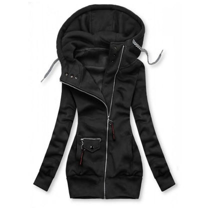 maoxiangshop Women Fashion Long Sleeve Drawstring Hooded Slim Jacket Coat Zipper Outerwear