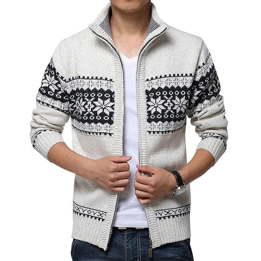 maoxiangshop New Autumn Winter Men's Sweater Wool Men Mandarin Collar Solid Color Casual Sweater Men's Thick Fit Brand Knitted Cardigans