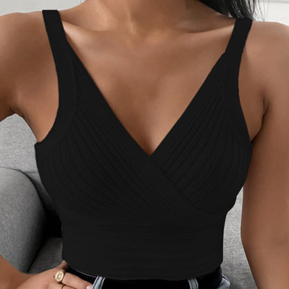 Ladies Sleeveless Tops Sexy V-Neck Vest Casual Suspenders Women Slim Solid Color Tank Tops