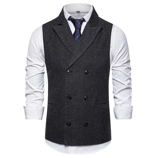 maoxiangshop Vest Men Double Breasted Suit Vests Men Mens Sleeveless Suit Vest Waistcoat Vintage Formal Blazers Waistcoat for Wedding chaleco