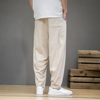 maoxiangshop Spring Cotton Linen Pants Men Elastic Waist Casual Harem Pant Loose Sweatpants Traditional Chinese Trousers pantalons homme