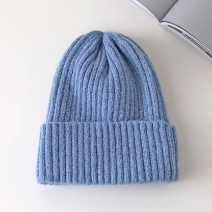 maoxiangshop New Candy Colors Winter Hat Women Knitted Hat Warm Soft Trendy Hat Kpop Style Wool Beanie Elegant All-match Hat