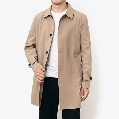 maoxiangshop Spring Autumn Men Long Coat Windbreaker Casual Loose Design Solid Color Trench Men Fashion Korean Style Mens Jackets Outerwear