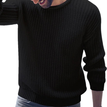 maoxiangshop Men Sweaters Solid Color Round Neck Sweater Men Long Sleeve Knitted Pullover Men Sweaters Mens Clothes pull homme ropa hombre