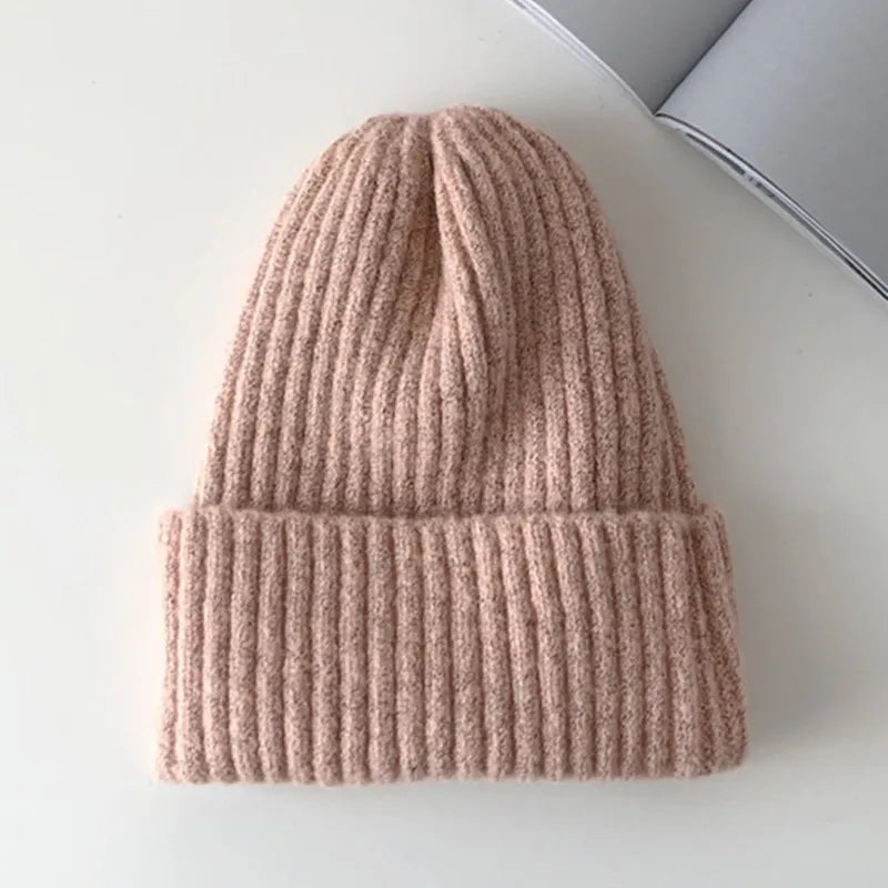 maoxiangshop New Candy Colors Winter Hat Women Knitted Hat Warm Soft Trendy Hat Kpop Style Wool Beanie Elegant All-match Hat