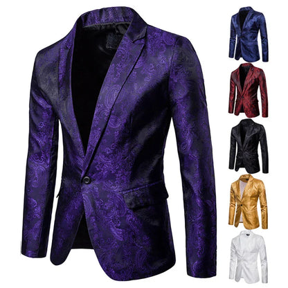 maoxiangshop WELL DRESSED MEN Men Suit Banquet Wedding Suit Party Suit Bar Night Club Blazer Men Tops Bright Suit Paisley Blazer Fashion Men's Suit