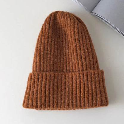 maoxiangshop New Candy Colors Winter Hat Women Knitted Hat Warm Soft Trendy Hat Kpop Style Wool Beanie Elegant All-match Hat