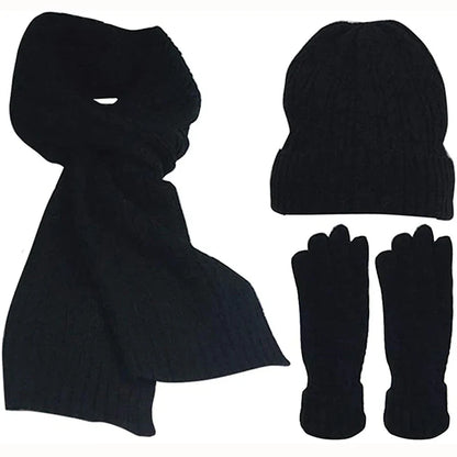 maoxiangshop  -  Women's Scarf Sets Winter Hat Scarf Gloves Knitted Keep Warm Scarves Simple Solid Color Clothes Accessories Thick Soft Scarf Set