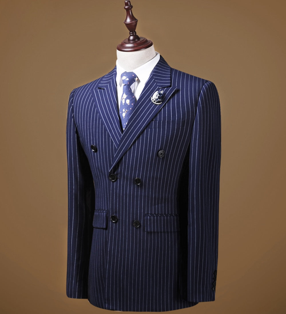 maoxiangshop Olive Green Men's Suit 2 Pieces Pinstripe Notched Lapel Tuxedos Groomman For Wedding New Burgundy,BLACK（blazer+pants）