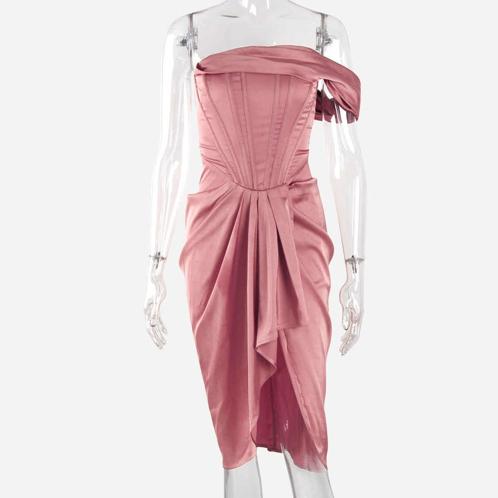 Women Dresses Summer Pink Party Dress House of Cb Dress Satin Bodyocn Dress Draped Sexy Celebrity Evening Club Dress