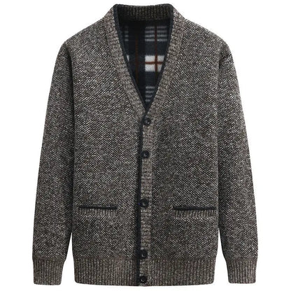 maoxiangshop New Cardigan Men Autumn Winter Thick V Neck Knitted Sweater Coats Casual Warm Knitted Cardigan Men Fashion Mens Clothing