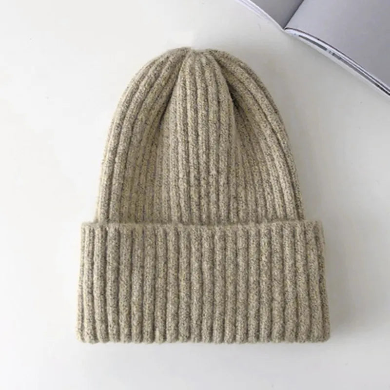 maoxiangshop New Candy Colors Winter Hat Women Knitted Hat Warm Soft Trendy Hat Kpop Style Wool Beanie Elegant All-match Hat