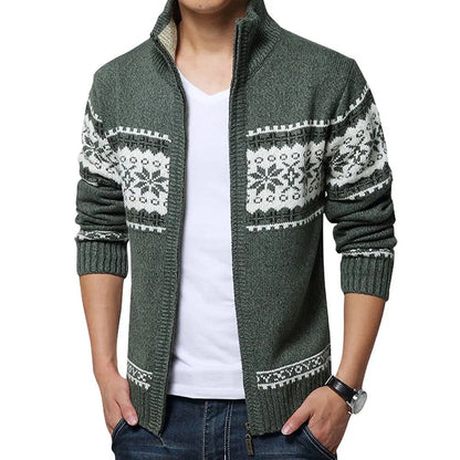 maoxiangshop New Autumn Winter Men's Sweater Wool Men Mandarin Collar Solid Color Casual Sweater Men's Thick Fit Brand Knitted Cardigans
