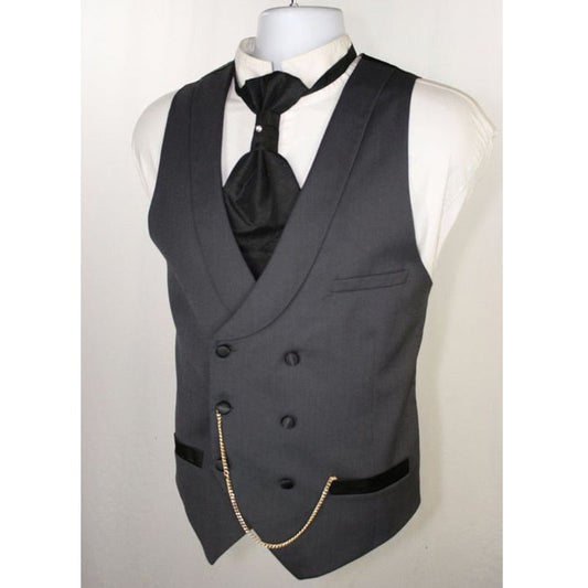 maoxiangshop Double Breasted Dark Gray Vest for Men Suit Waistcoat with Shawl Lapel One Piece Custom Man Suit Vests New Arrival Europen Size