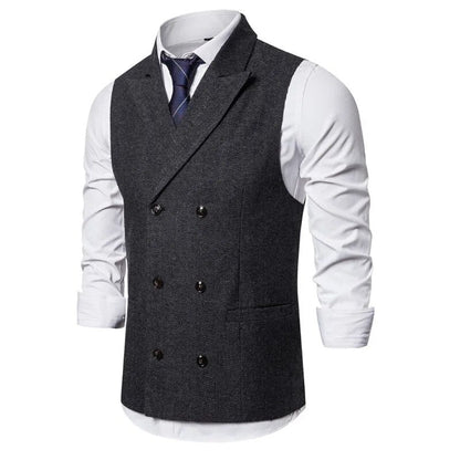 maoxiangshop Vest Men Double Breasted Suit Vests Men Mens Sleeveless Suit Vest Waistcoat Vintage Formal Blazers Waistcoat for Wedding chaleco
