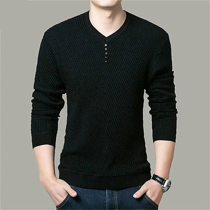 maoxiangshop Hot Sale Solid Color Pullover Men V Neck Men Sweater Casual Long Sleeve Brand Mens Sweaters High Quality Wool Cashmere Sweaters