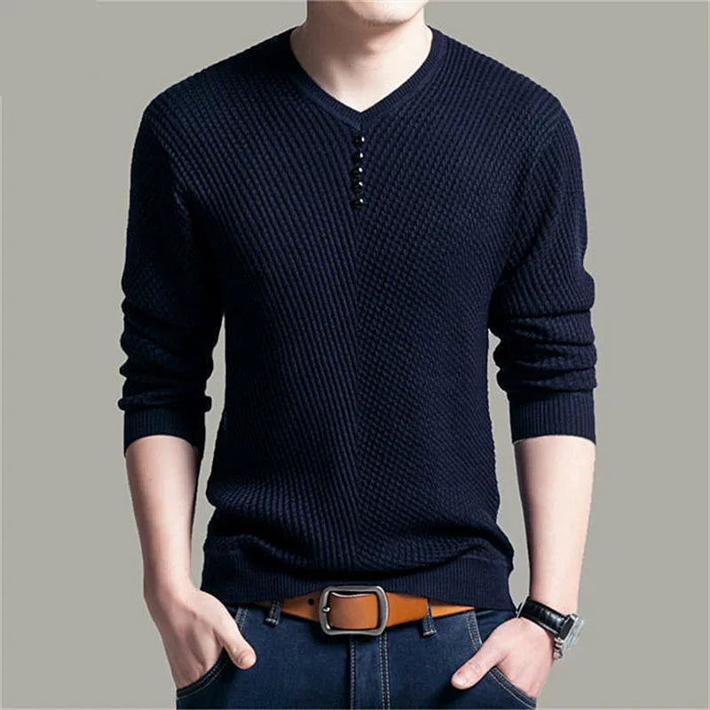 maoxiangshop Hot Sale Solid Color Pullover Men V Neck Men Sweater Casual Long Sleeve Brand Mens Sweaters High Quality Wool Cashmere Sweaters