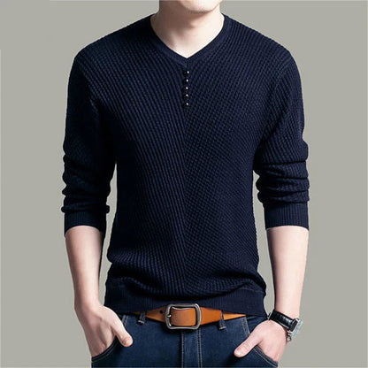 maoxiangshop Hot Sale Solid Color Pullover Men V Neck Men Sweater Casual Long Sleeve Brand Mens Sweaters High Quality Wool Cashmere Sweaters