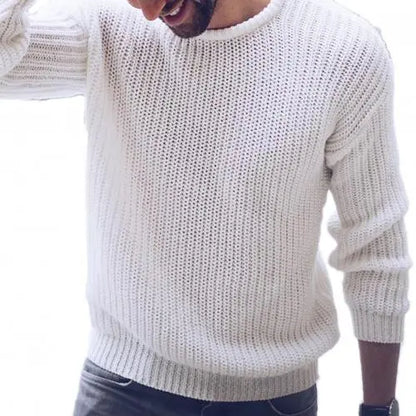 maoxiangshop Men Sweaters Solid Color Round Neck Sweater Men Long Sleeve Knitted Pullover Men Sweaters Mens Clothes pull homme ropa hombre