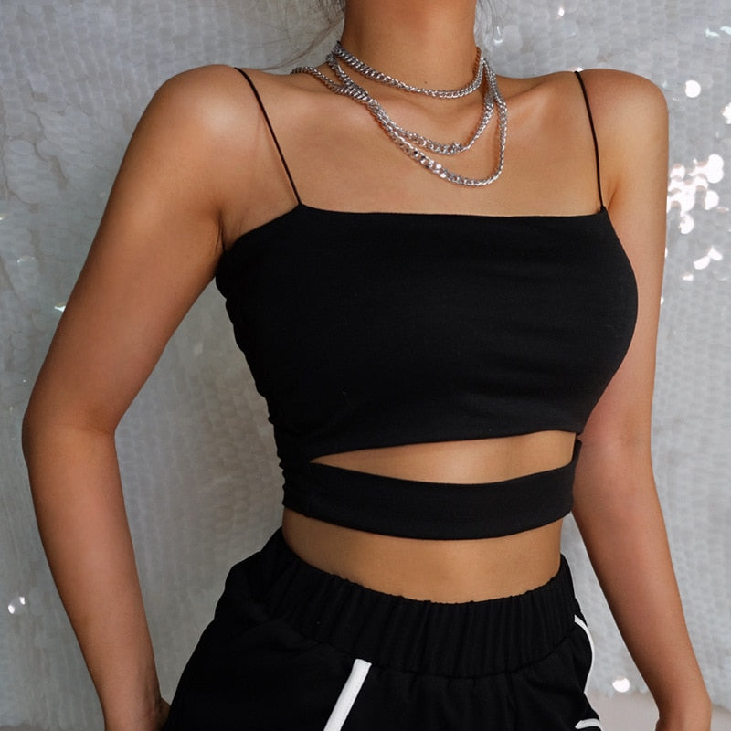 maoxiangshop New Fashion Hot Sexy Women Summer Sexy Casual Sleeveless Cut-Out Short Tee Shirt Crop Top Vest Strap Tank Top Blouse