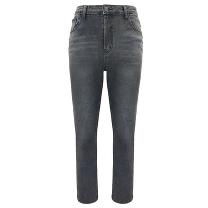 maoxiangshopHigh Waist Jeans Women Fashion Straight Pants Ladies Vintage Flying Motorcycle Bead Jeans Femme Elasticity Trousers