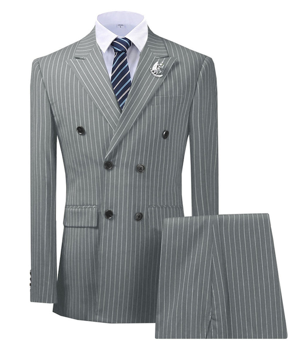 maoxiangshop Olive Green Men's Suit 2 Pieces Pinstripe Notched Lapel Tuxedos Groomman For Wedding New Burgundy,BLACK（blazer+pants）