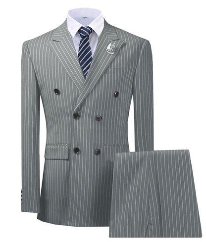 maoxiangshop Olive Green Men's Suit 2 Pieces Pinstripe Notched Lapel Tuxedos Groomman For Wedding New Burgundy,BLACK（blazer+pants）