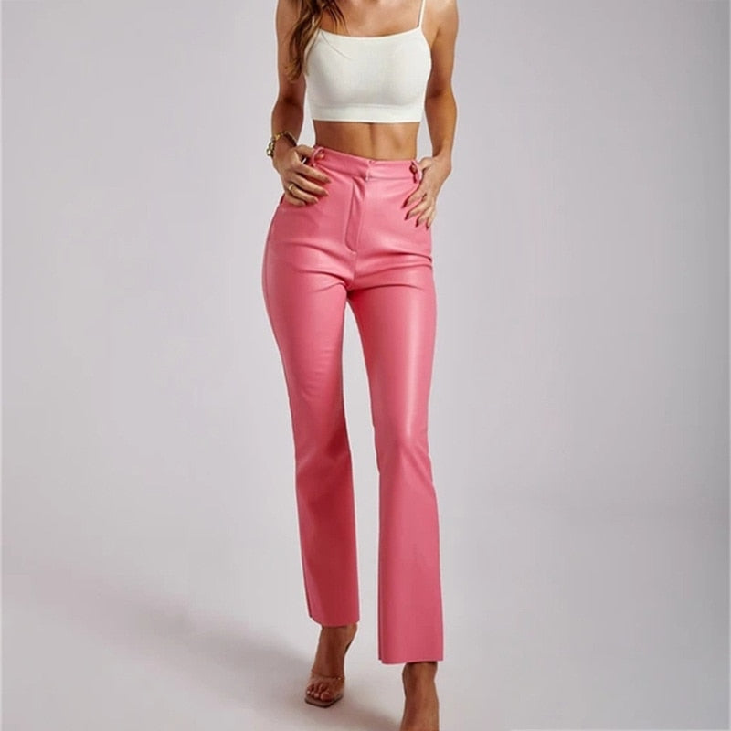 Townlike PU Leather Pants Women High Waist Sexy Skinny Stright Pants Ladies Autumn Winter Trousers