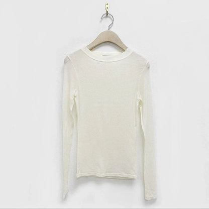 maoxiangshop Basic Cotton Summer T Shirt Women Long Sleeves Tee Shirt High Elasticity Breathable Sexy Thin T-shirt see through Female Top