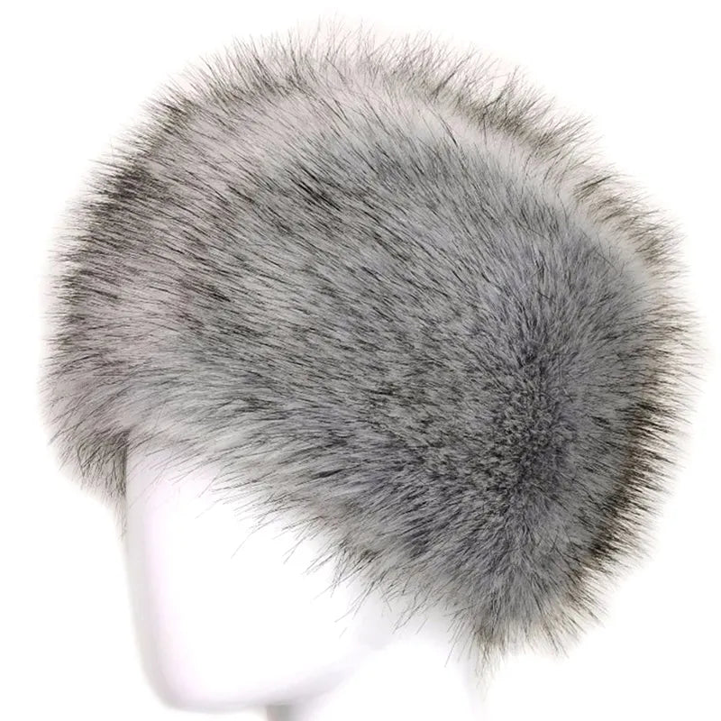 maoxiangshop Russian Hat for Women Faux Fox Fur Hat Winter Female Outdoor Warm Beanie Fluffy Hat Snow Bucket Cap 5 Colors Ushanka Fashion