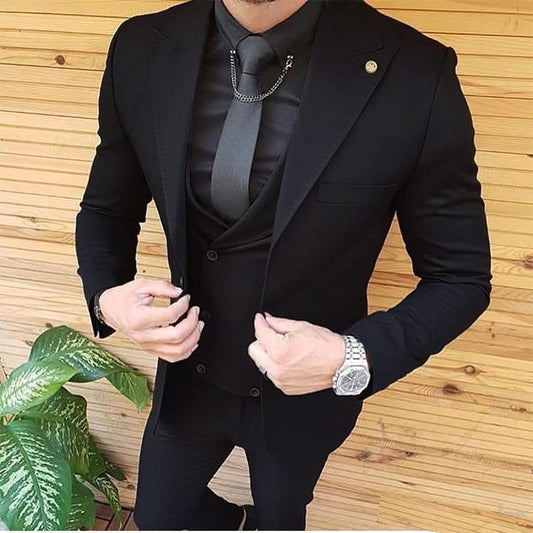 maoxiangshop Mens Wedding Suits Groom Wear Tuxedos Prom Dresses Best Man Suit Party Suit Business Suit Three Pieces Suit( Jacket+Pants+Vest)