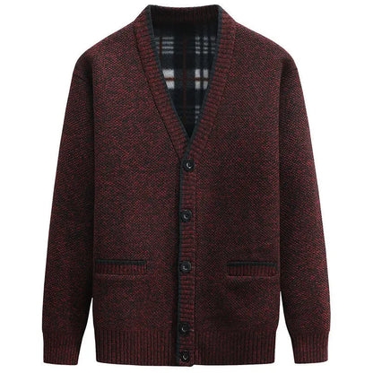 maoxiangshop New Cardigan Men Autumn Winter Thick V Neck Knitted Sweater Coats Casual Warm Knitted Cardigan Men Fashion Mens Clothing
