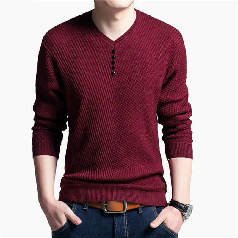 maoxiangshop Hot Sale Solid Color Pullover Men V Neck Men Sweater Casual Long Sleeve Brand Mens Sweaters High Quality Wool Cashmere Sweaters
