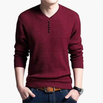 maoxiangshop Hot Sale Solid Color Pullover Men V Neck Men Sweater Casual Long Sleeve Brand Mens Sweaters High Quality Wool Cashmere Sweaters