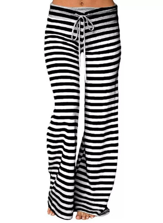 maoxiangshop Print Sleep Bottom Women Cotton Long Pant Home Pajamas Soft Slip Summer Pants Drawstring Big Size Sexy Stripe Casual Big Size