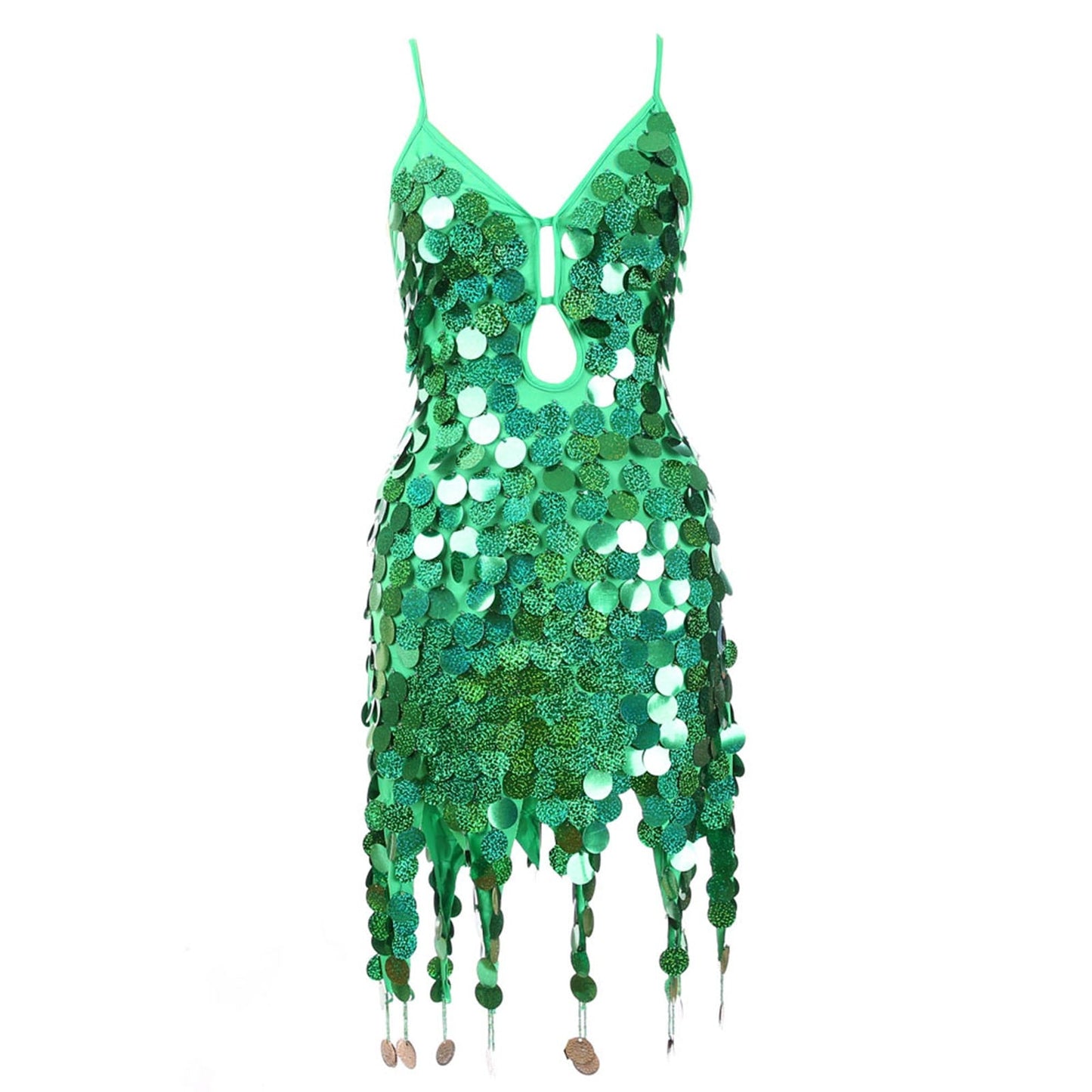 maoxiangshop Women Boho Sequin Fish Scales Tassel Dress Belly Dance Performance Sparkly Dress Festival Clothes Rave Party Costume