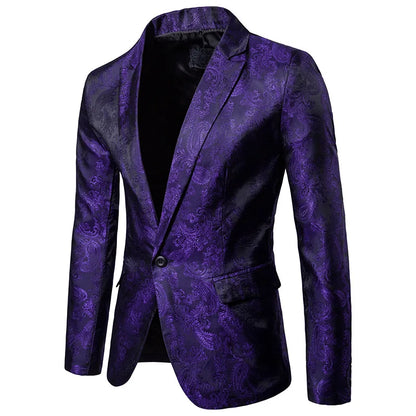 maoxiangshop WELL DRESSED MEN Men Suit Banquet Wedding Suit Party Suit Bar Night Club Blazer Men Tops Bright Suit Paisley Blazer Fashion Men's Suit