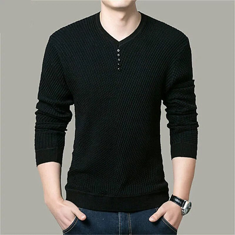 maoxiangshop Hot Sale Solid Color Pullover Men V Neck Men Sweater Casual Long Sleeve Brand Mens Sweaters High Quality Wool Cashmere Sweaters