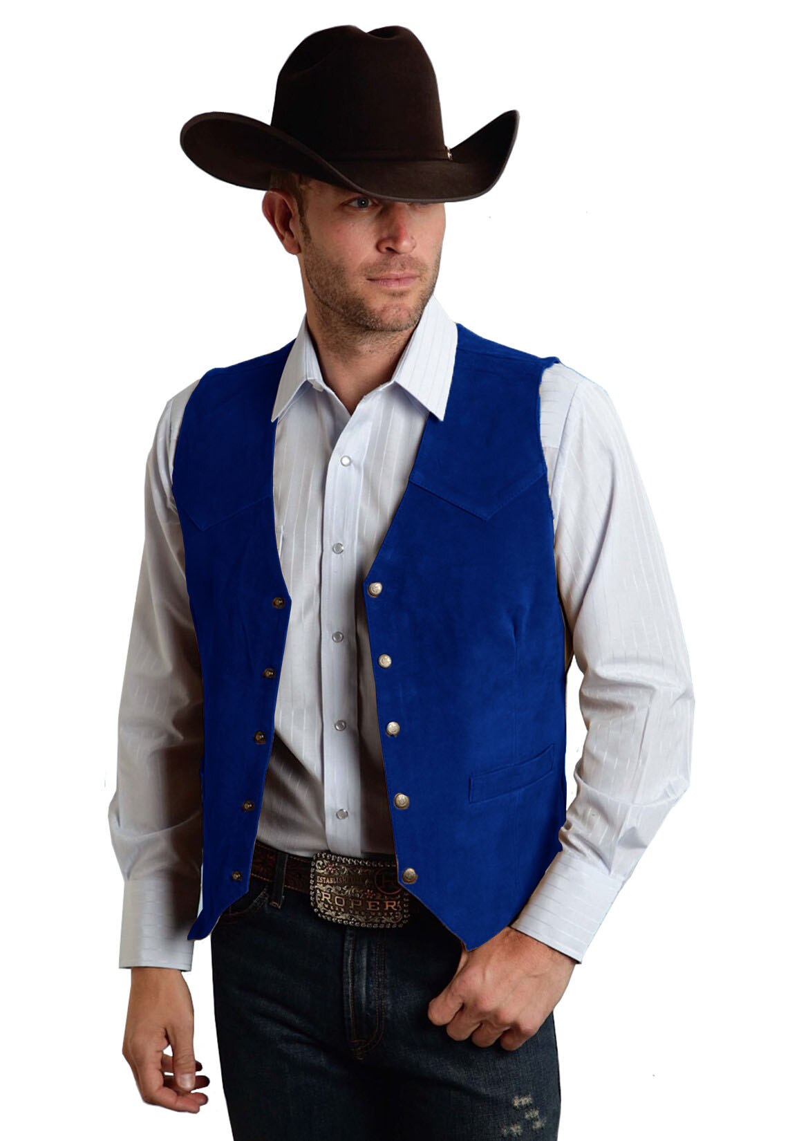 maoxiangshop Vintage Men's Vest Cowboy Leather Western Denim Vest Steampunk Style Waistcoat Colete Masculino Colete Masculino Custom Made