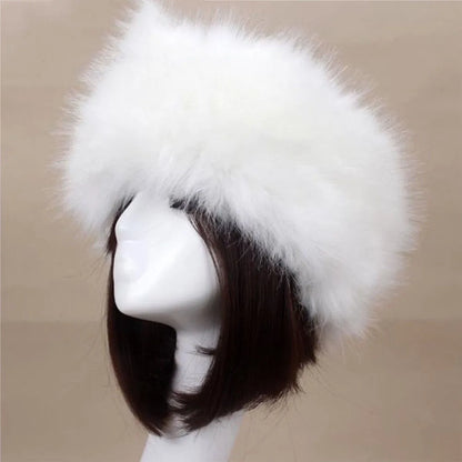 maoxiangshop Hot Winter Thick Furry Hairband Fluffy Russian Faux Fur Women Girl Fur Headband Hat Winter Outdoor Earwarmer Ski Hats new