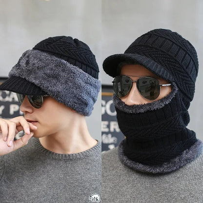 maoxiangshop Winter Hat Skullies Beanies Hats Winter Beanies For Men Women Wool Scarf Caps Balaclava Mask Bonnet Knitted Hat