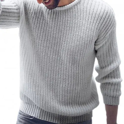 maoxiangshop Men Sweaters Solid Color Round Neck Sweater Men Long Sleeve Knitted Pullover Men Sweaters Mens Clothes pull homme ropa hombre