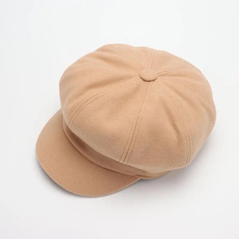 maoxiangshop Autumn Winter Hats for Women Solid Plain Octagonal Newsboy Cap Men Ladies Casual Wool Winter Beret Women Painter