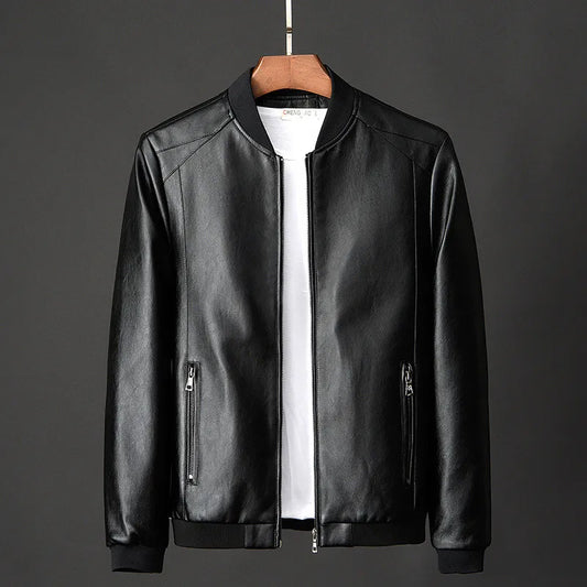 maoxiangshop Leather Jacket Bomber Motorcycle Jacket Men Biker PU Baseball Jacket Plus Size 7XL Fashion Causal Jaqueta Masculino