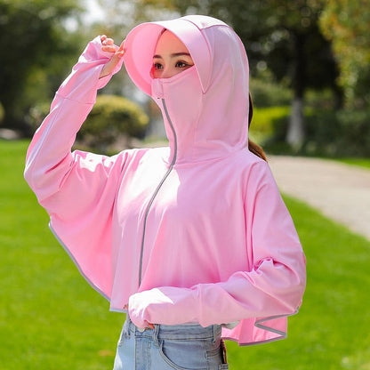 maoxiangshop Women Sunscreen Hat Ice Silk Clothing Summer Big Edge Outdoor Shirt Short Coat Uv Protection Boy Hat Sun?hat New