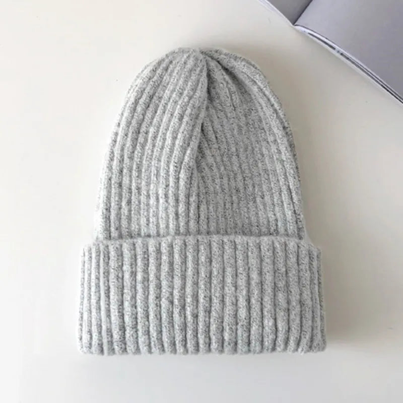 maoxiangshop New Candy Colors Winter Hat Women Knitted Hat Warm Soft Trendy Hat Kpop Style Wool Beanie Elegant All-match Hat