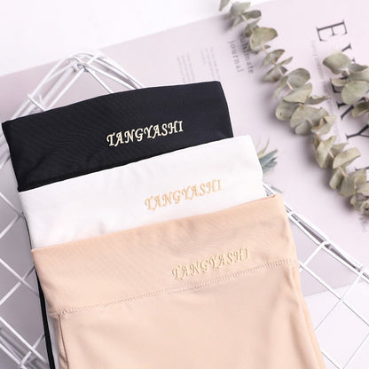 maoxiangshop M~4xl Women's Safety Pants Thin Breathable Non-curling Boxer Shorts High Waist Short Pants Plus Size Four-corner Legging Shorts