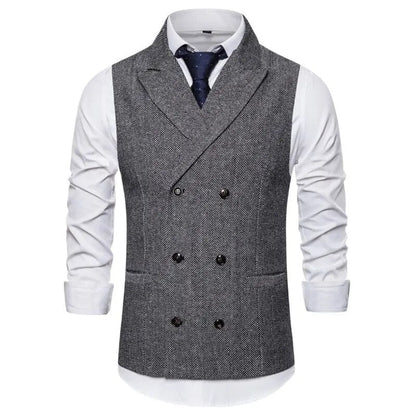 maoxiangshop Vest Men Double Breasted Suit Vests Men Mens Sleeveless Suit Vest Waistcoat Vintage Formal Blazers Waistcoat for Wedding chaleco