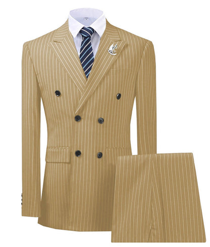 maoxiangshop Olive Green Men's Suit 2 Pieces Pinstripe Notched Lapel Tuxedos Groomman For Wedding New Burgundy,BLACK（blazer+pants）