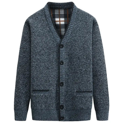 maoxiangshop New Cardigan Men Autumn Winter Thick V Neck Knitted Sweater Coats Casual Warm Knitted Cardigan Men Fashion Mens Clothing